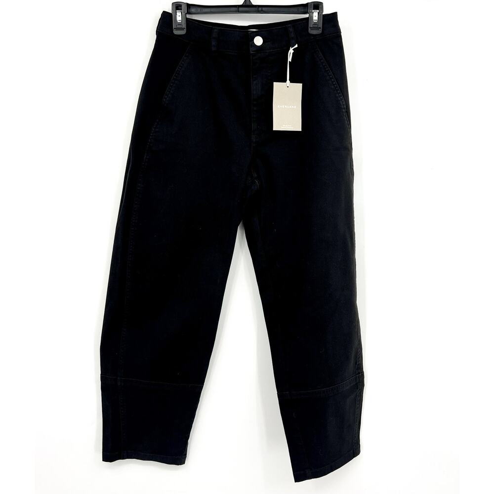 EVERLANE Women's The Utility Barrel Pants Size 10 TALL Black Cotton Twill NWT - Picture 6 of 14